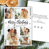 Elegant Snowflake 5 Photo Collage Christmas Feestdagenkaart