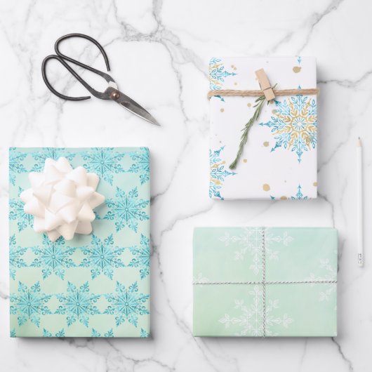 Elegant Snowflake Assortment Inpakpapier Vel (Voorkant)