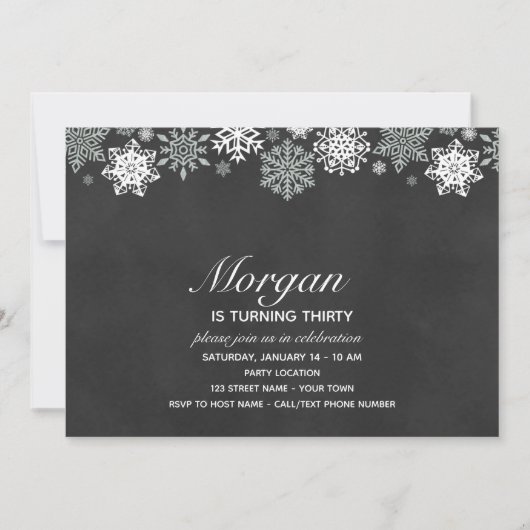 Elegant Snowflake Birthday Uitnodiging (Voorkant)