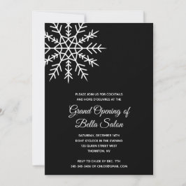 Elegant Snowflake Black Holiday Grand Opening Kaart