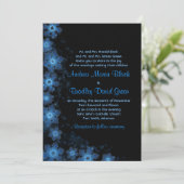 Elegant Snowflake Blue Black Wedding Uitnodiging (Staand voorkant)