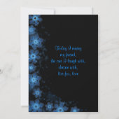 Elegant Snowflake Blue Black Wedding Uitnodiging (Achterkant)