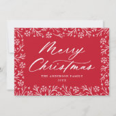 Elegant Snowflake Border Red Non-Photo Feestdagenkaart (Voorkant)