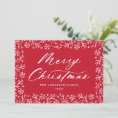 Elegant Snowflake Border Red Non-Photo Feestdagenkaart (Staand voorkant)