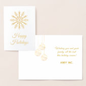 Elegant Snowflake Corporate Holiday Gold Folie Kaarten (Display)