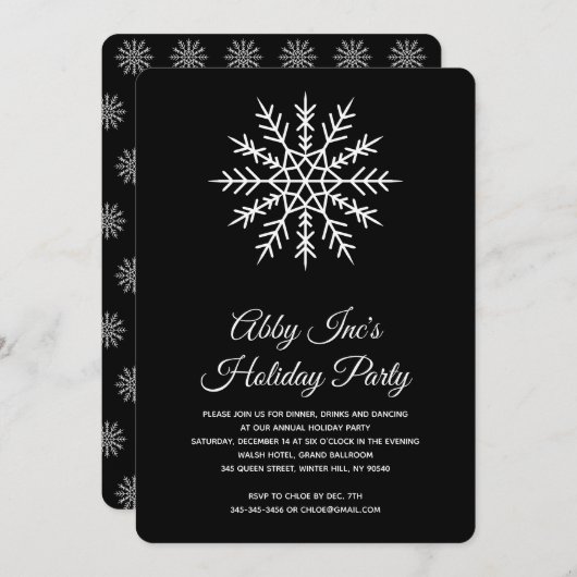 Elegant Snowflake Corporate Holiday Party Kaart (Voorkant / Achterkant)