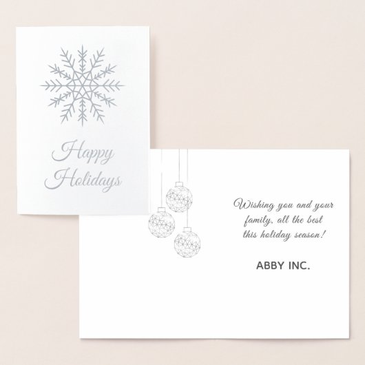 Elegant Snowflake Corporate Holiday Silver Folie Kaarten (Display)