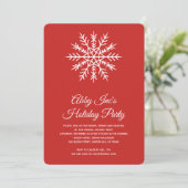 Elegant Snowflake Corporate Red Holiday Party Kaart (Staand voorkant)