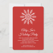 Elegant Snowflake Corporate Red Holiday Party Kaart (Voorkant)