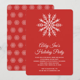 Elegant Snowflake Corporate Red Holiday Party Kaart