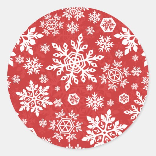 Elegant Snowflake (Cranberry) Ronde Sticker (Voorkant)