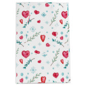 Elegant Snowflake en Red Heart Kerstmis Medium Cadeauzakje (Voorkant)