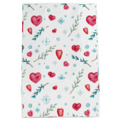 Elegant Snowflake en Red Heart Kerstmis Medium Cadeauzakje (Achterkant)