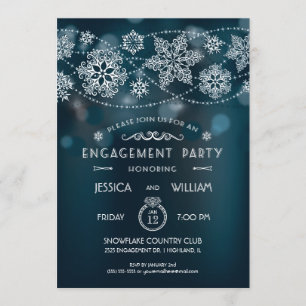 Elegant Snowflake Engagement Party Kaart