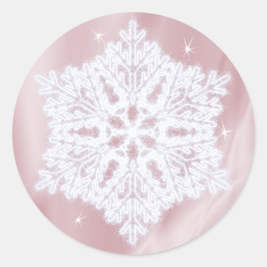 Elegant Snowflake Faux Roos Gold Winter Feestdagen Ronde Sticker (Voorkant)