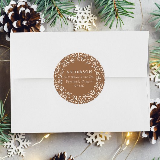 Elegant Snowflake Gingerbrood Return Address Ronde Sticker