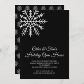 Elegant Snowflake Holiday Open House Kaart (Voorkant / Achterkant)