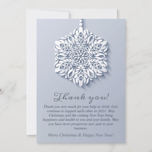 Elegant Snowflake kerst Corporate Holiday Bedankkaart (Voorkant)