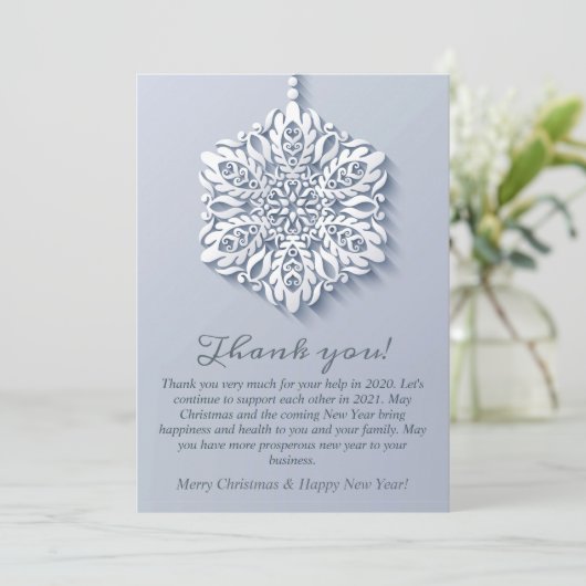 Elegant Snowflake kerst Corporate Holiday Bedankkaart (Staand voorkant)