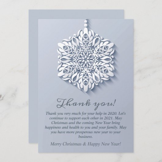 Elegant Snowflake kerst Corporate Holiday Bedankkaart (Voorkant / Achterkant)