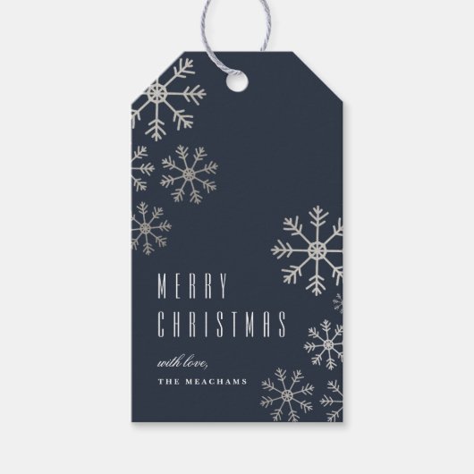 Elegant Snowflake kerstfeestdag Cadeaulabel (Voorkant)