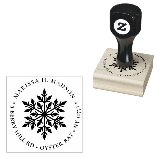 Elegant Snowflake kerstfeestdag — Retouradres Rubberstempel (Gestempeld)