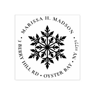 Elegant Snowflake kerstfeestdag — Retouradres Rubberstempel