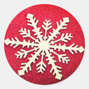 Elegant Snowflake Kerstkerst Ronde Sticker