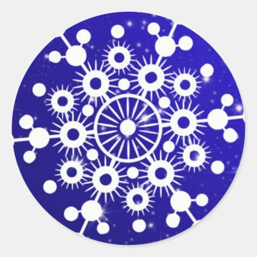 Elegant Snowflake Kerstkerst Ronde Sticker (Voorkant)