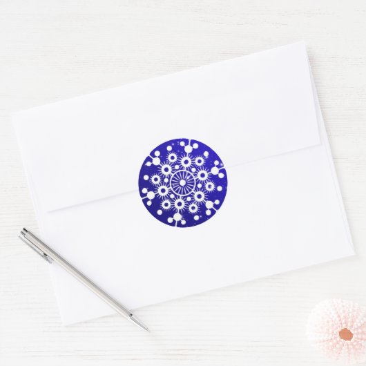Elegant Snowflake Kerstkerst Ronde Sticker (Envelop)