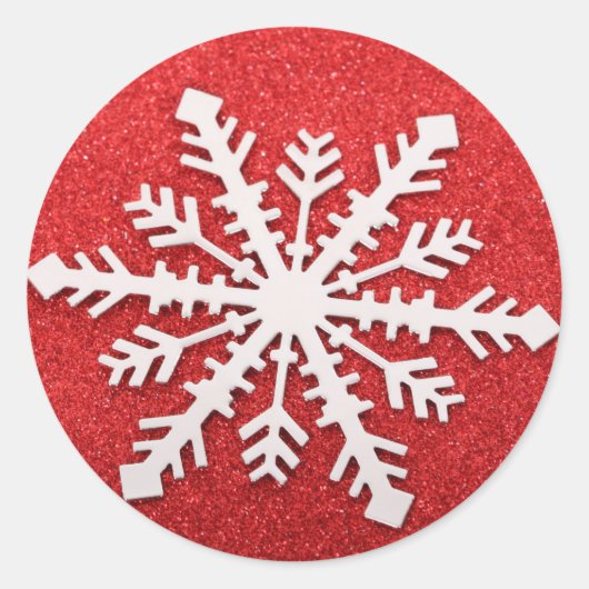 Elegant Snowflake Kerstkerst Ronde Sticker (Voorkant)
