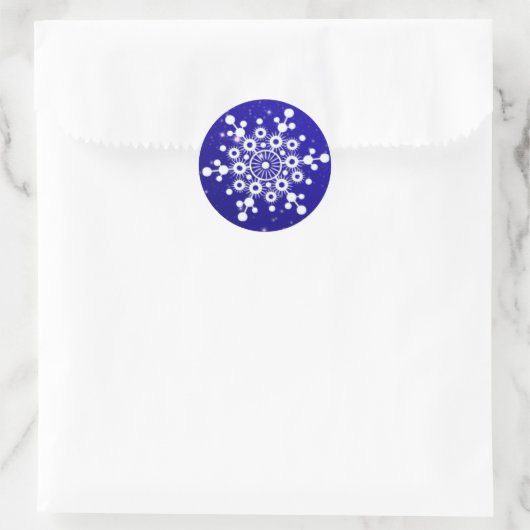 Elegant Snowflake Kerstkerst Ronde Sticker (Tas)