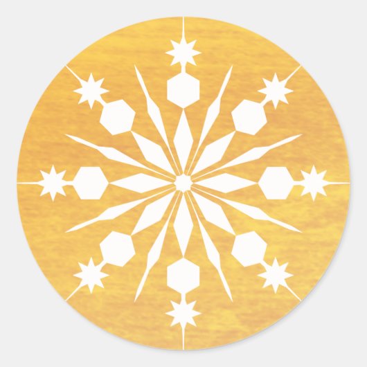Elegant Snowflake Kerstkerst Ronde Sticker (Voorkant)
