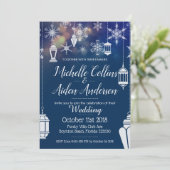 Elegant Snowflake Lantern Winter Wedding Customize Kaart (Staand voorkant)