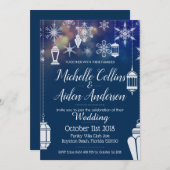 Elegant Snowflake Lantern Winter Wedding Customize Kaart (Voorkant / Achterkant)