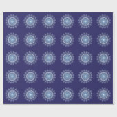 Elegant Snowflake Mandala Blue Wrapping Paper Cadeaupapier (Vlak)