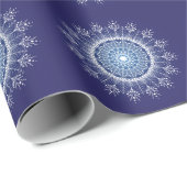 Elegant Snowflake Mandala Blue Wrapping Paper Cadeaupapier (Rol Hoek)
