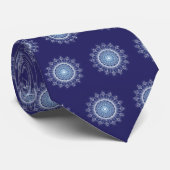Elegant Snowflake Mandala Pattern Blue Stropdas (Opgerold)