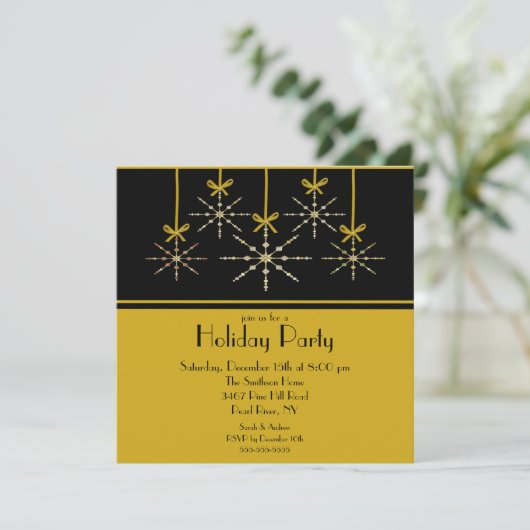 Elegant Snowflake Ornament Holiday Uitnodiging (Staand voorkant)