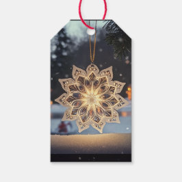 Elegant Snowflake Ornament Winter Gift Tag Cadeaulabel