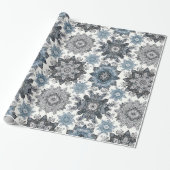 Elegant Snowflake Patroon Wrapping Paper - Winter Cadeaupapier (Uitgerold)