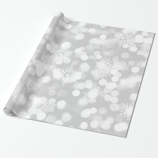 Elegant Snowflake Pattern Cadeaupapier (Uitgerold)