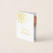 Elegant Snowflake Photo Holiday Card Gold Foil Folie Kaarten (Voorkant)