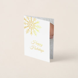 Elegant Snowflake Photo Holiday Card Gold Foil Folie Kaarten