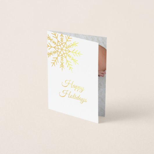 Elegant Snowflake Photo Holiday Card Gold Foil Folie Kaarten (Voorkant)