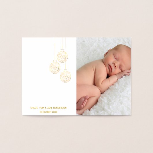 Elegant Snowflake Photo Holiday Card Gold Foil Folie Kaarten (Binnen)