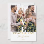 Elegant Snowflake Red & Faux Gold Minimal 2 Photos Feestdagenkaart (Voorkant)