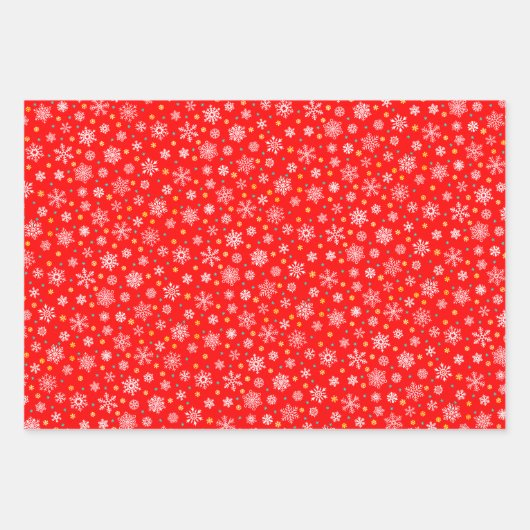 Elegant Snowflake Red Green White Kerstmis Modern Inpakpapier Vel (Voorkant 2)