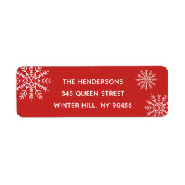Elegant Snowflake Red Holiday Adres Elegant Etiket