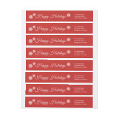 Elegant Snowflake Red Holiday Wrap rond etiket (Vel)